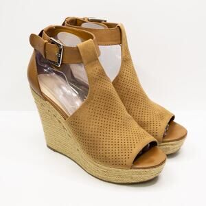 MARC FISHER Allison‎ Espadrille Wedge Platform Sandals Retro Boho Tan Sz 8.5